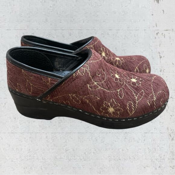 SANITA Original Danish Clogs Brown Floral Tapestry Shoes Women US 6 EUR 36 Boho - Picture 3 of 10